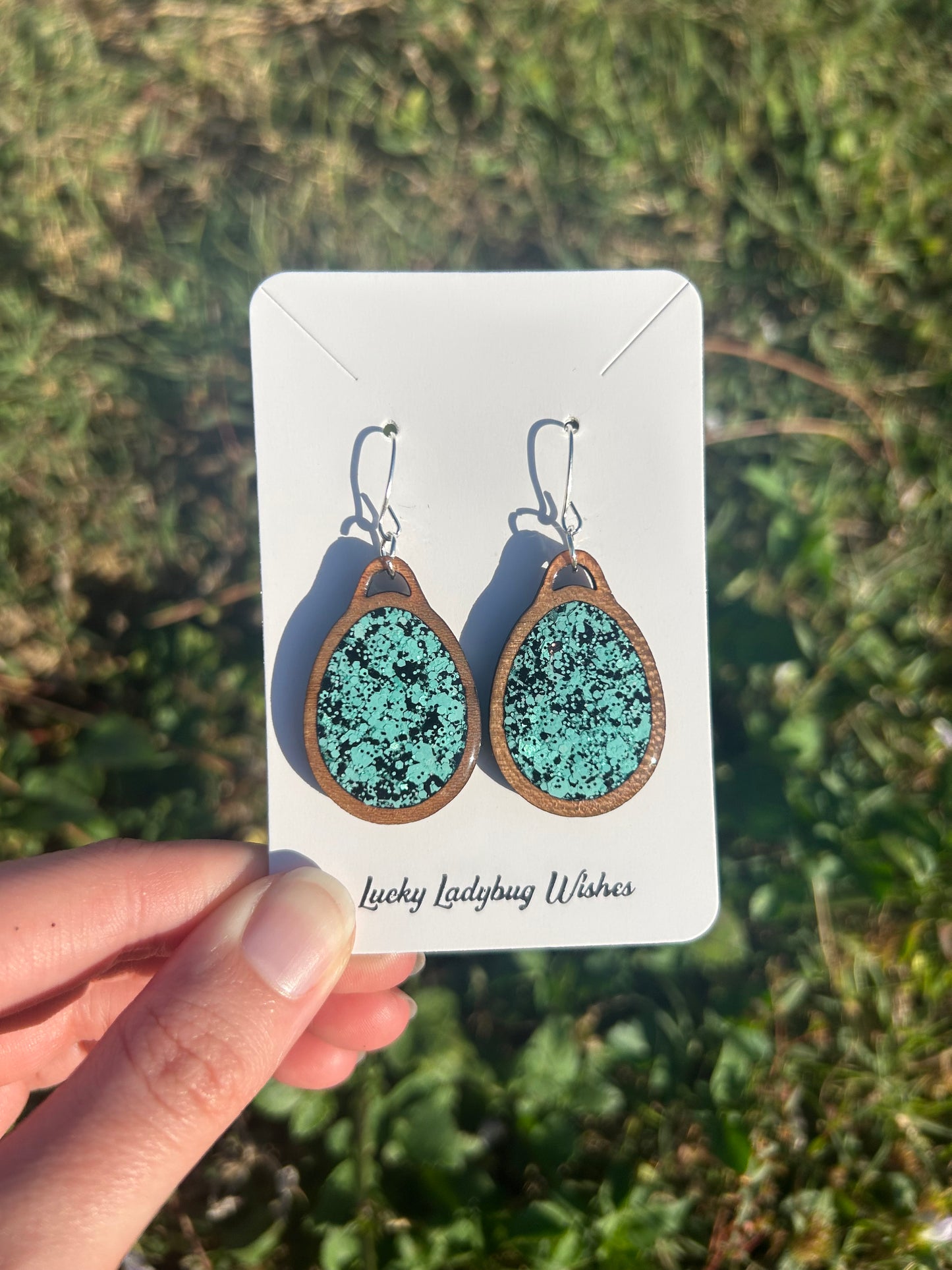 Egg wooden earrings