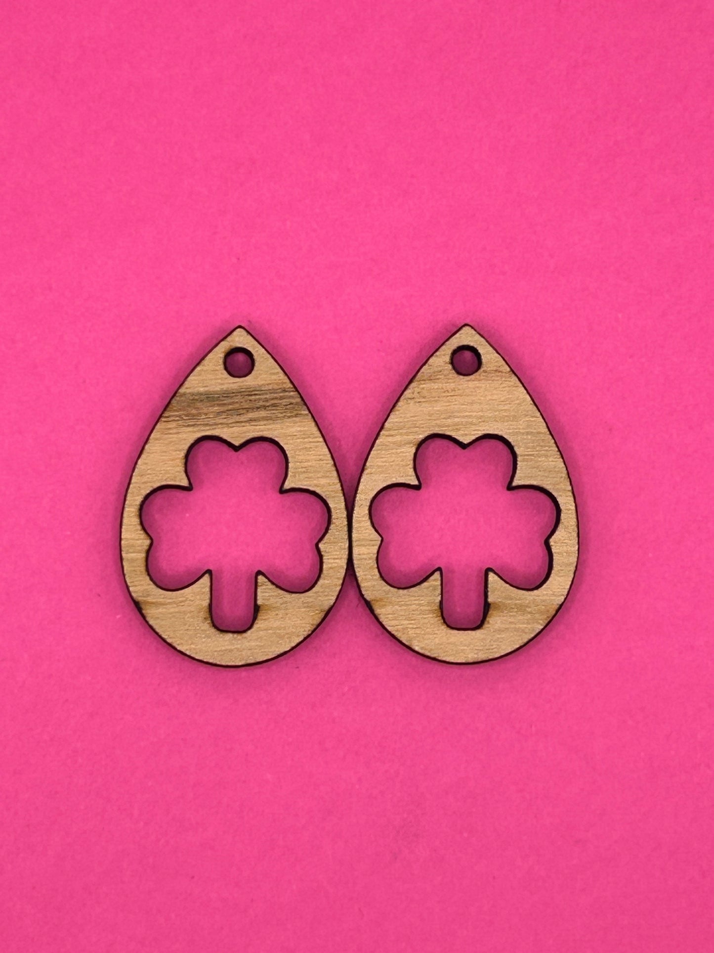Blank teardrop clover wooden bezel