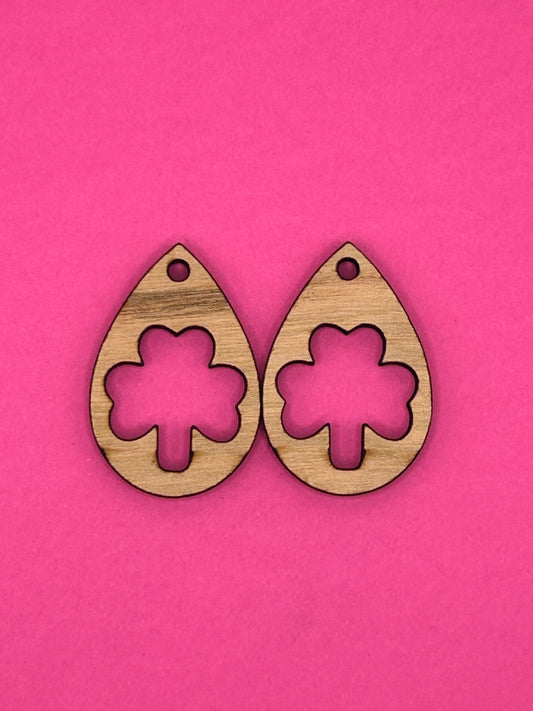Blank teardrop clover wooden bezel
