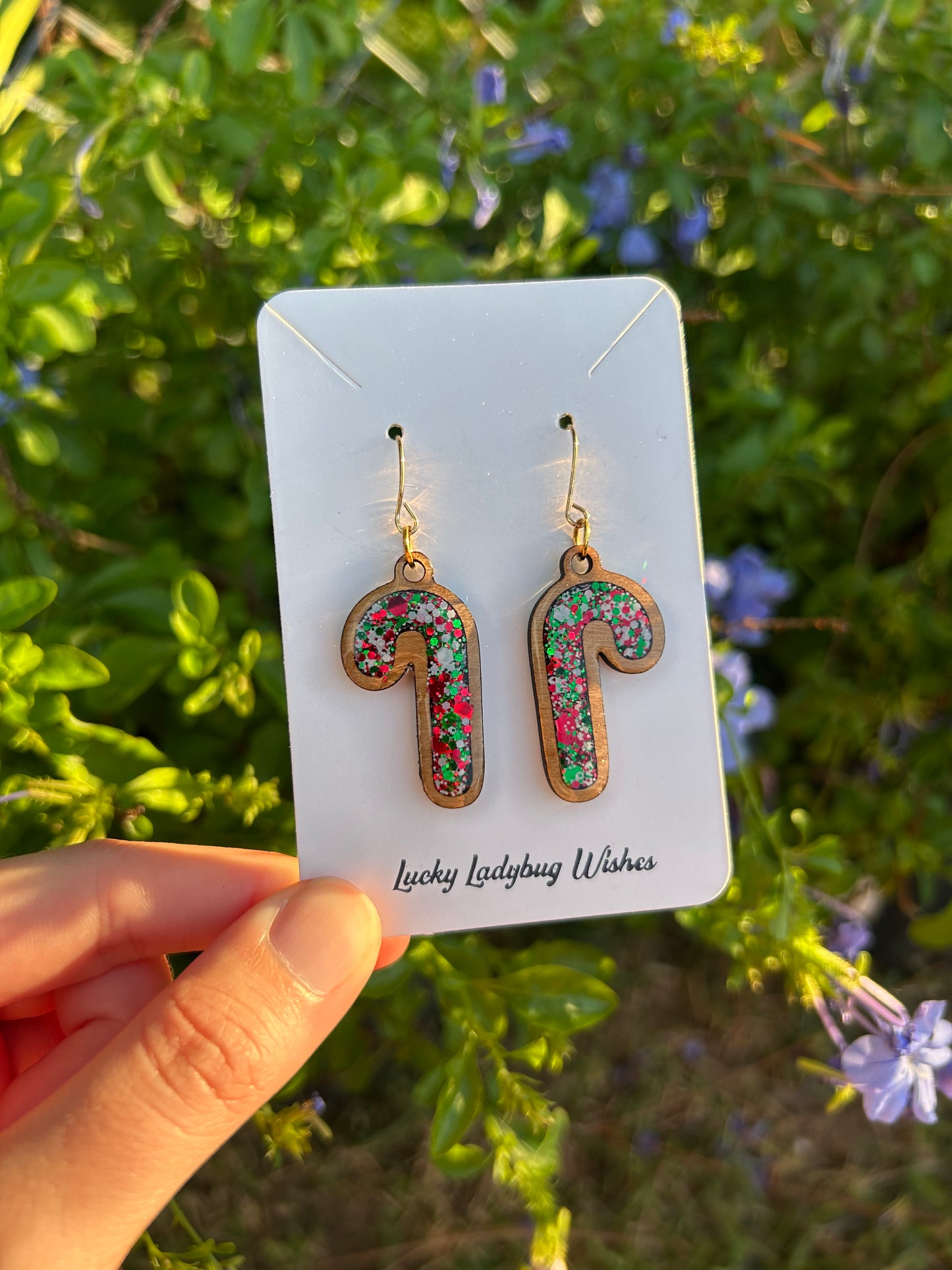Candy Cane Wooden earrings