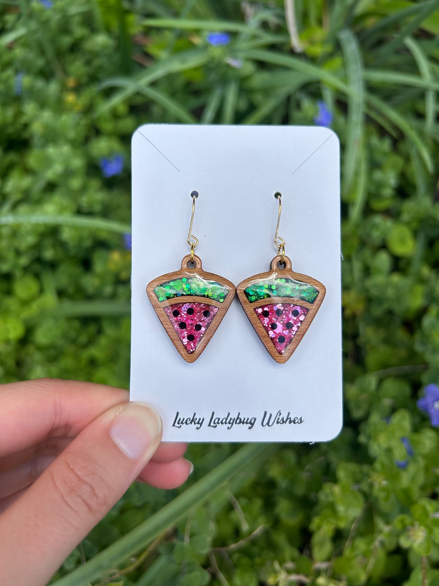 Watermelon slice earrings