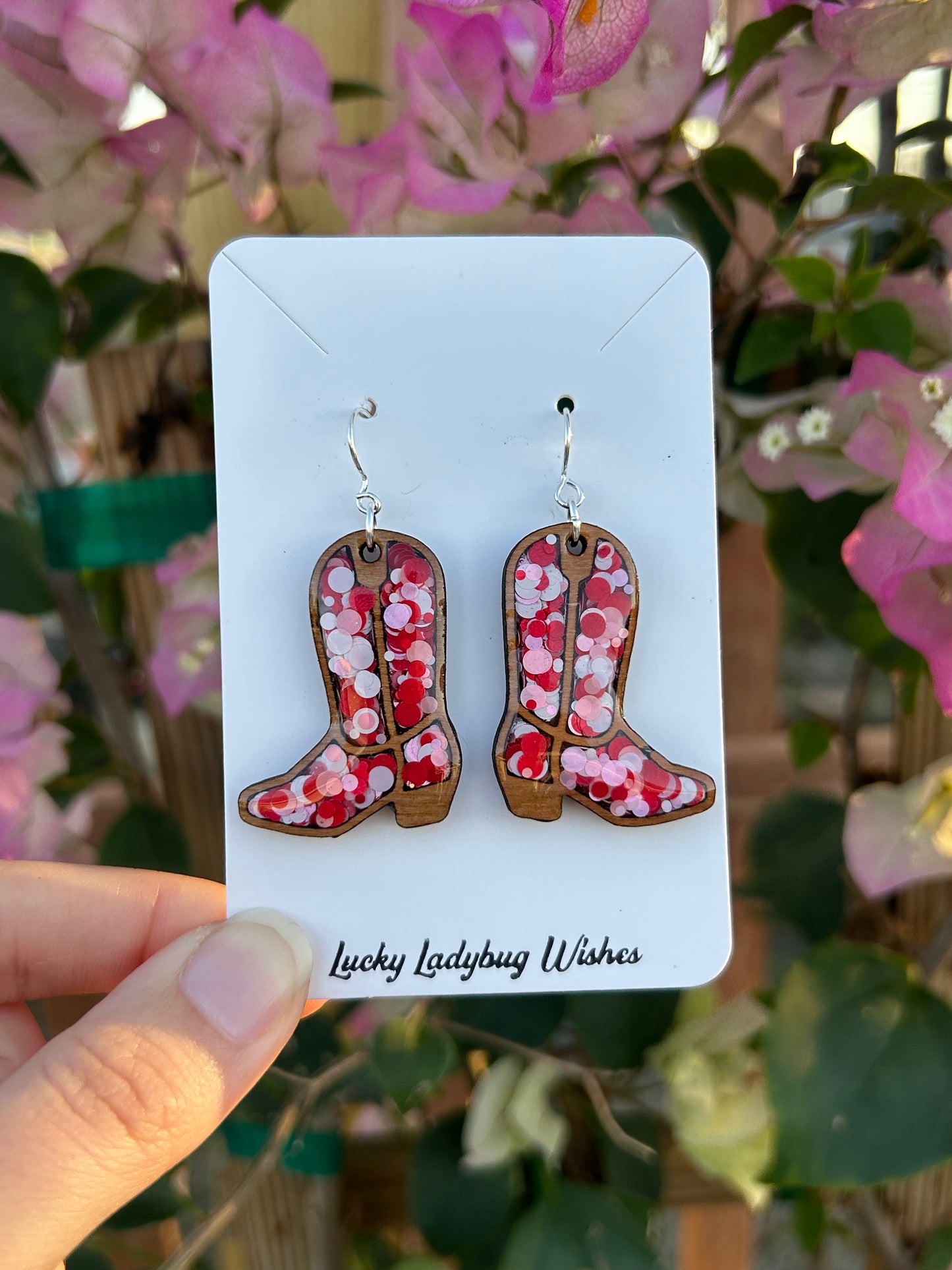 Valentines Cowgirl Boot earrings