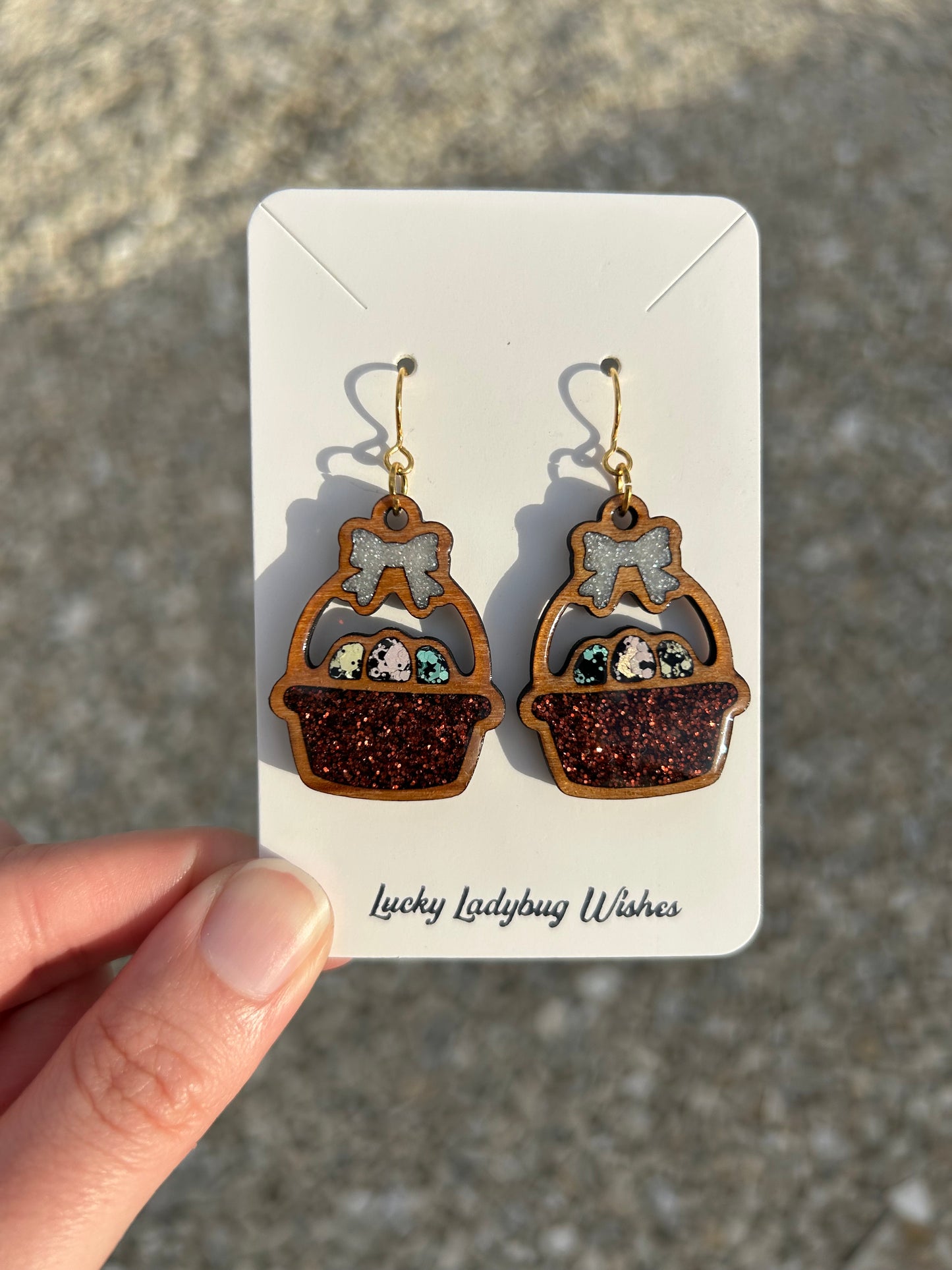 Easter Basket Wooden earrings