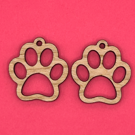 Blank dog paw wooden bezels