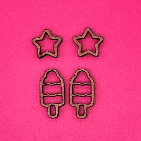 Blank 4th of July Studs wooden bezels
