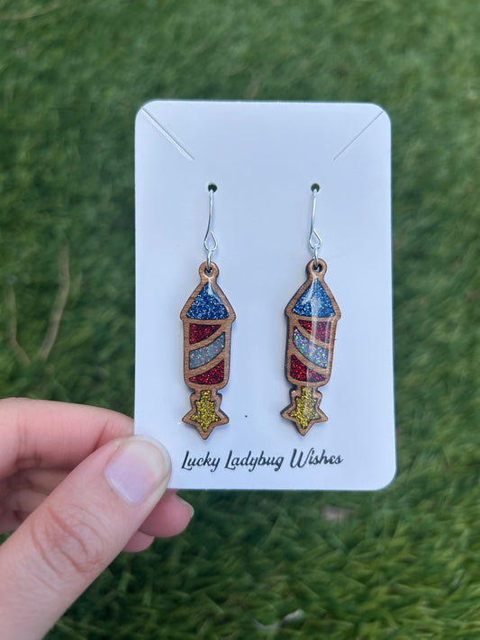 Full Fireworks wooden earrings