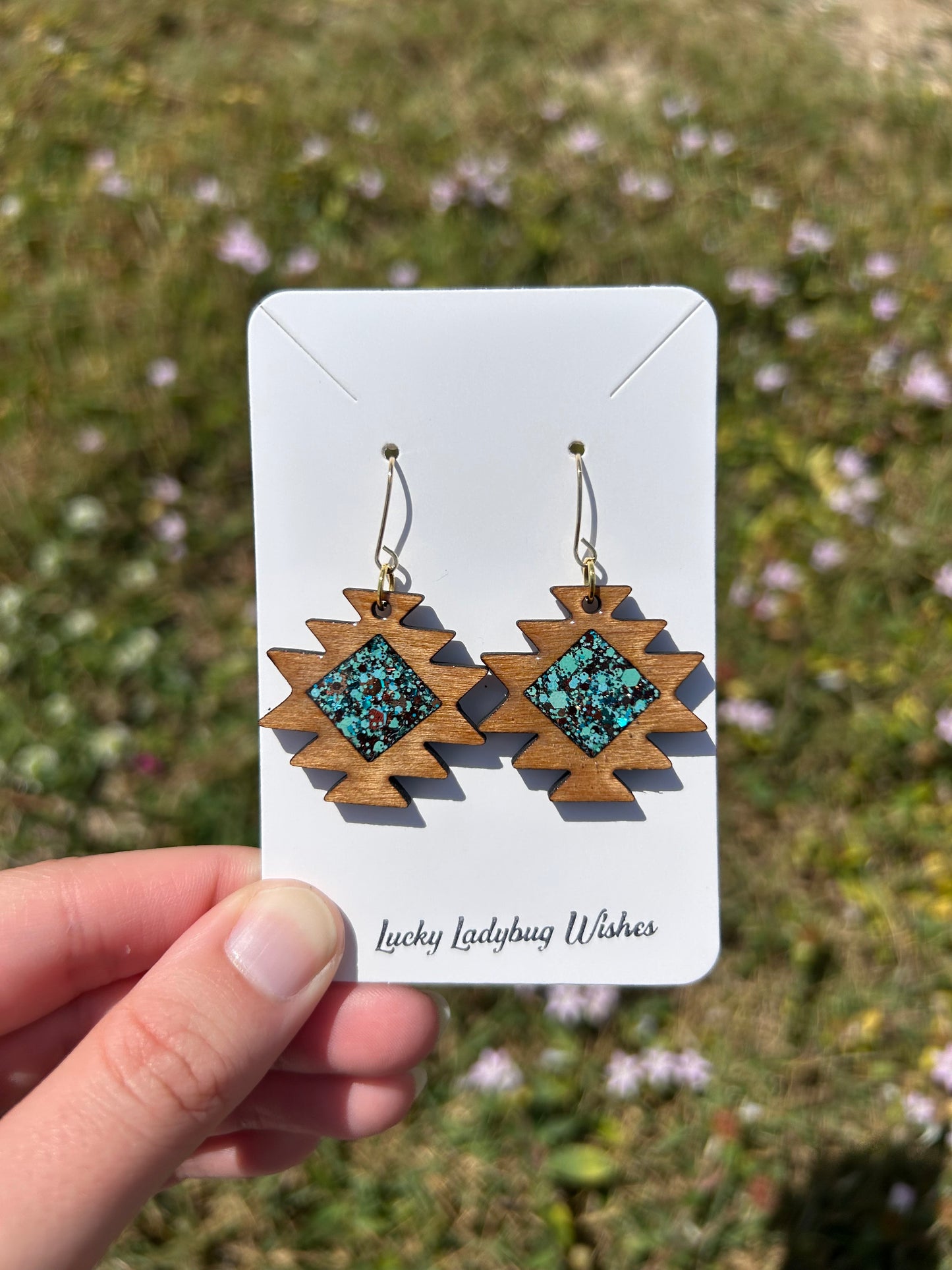 Aztec wooden earrings