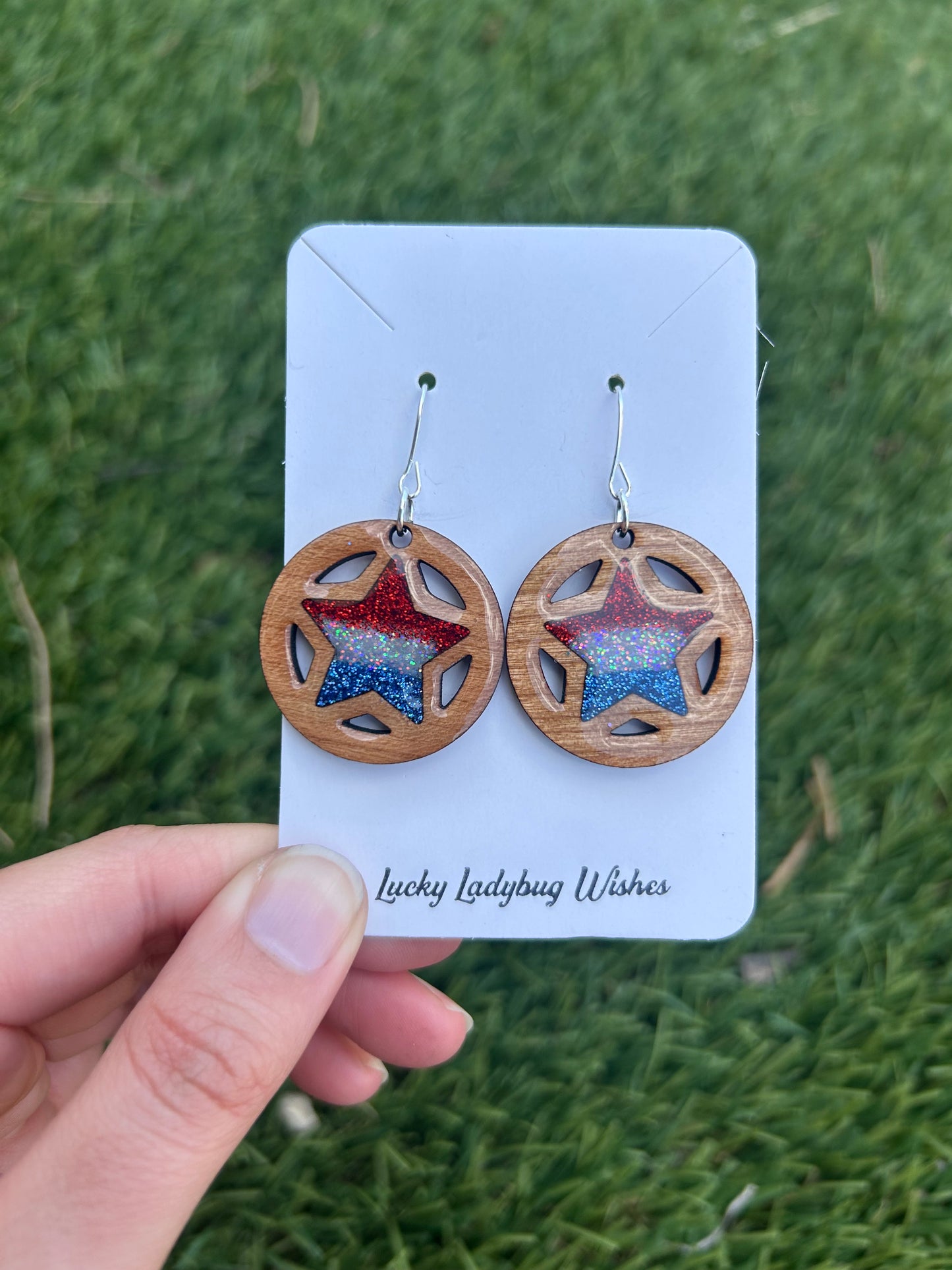 Hoop Stars wooden earrings