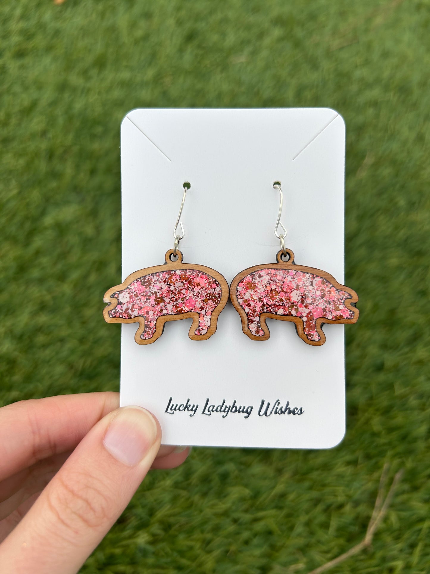Pig wooden earrings